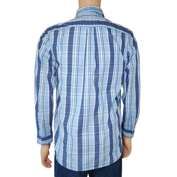 Vineyard Vines Slim Fit Whale Shirt Blue Plaid L/S Button Youth Xl or Mens Med - Picture 3 of 5